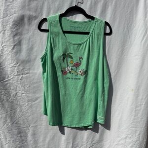 Life Is Good Mint Green Flamingo & Palm Graphic Tank Top